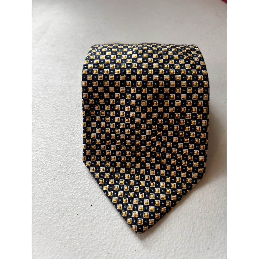 Polo Ralph Lauren Silk Tie Necktie Blue/Yellow Geometric Print 3.5"x 56"